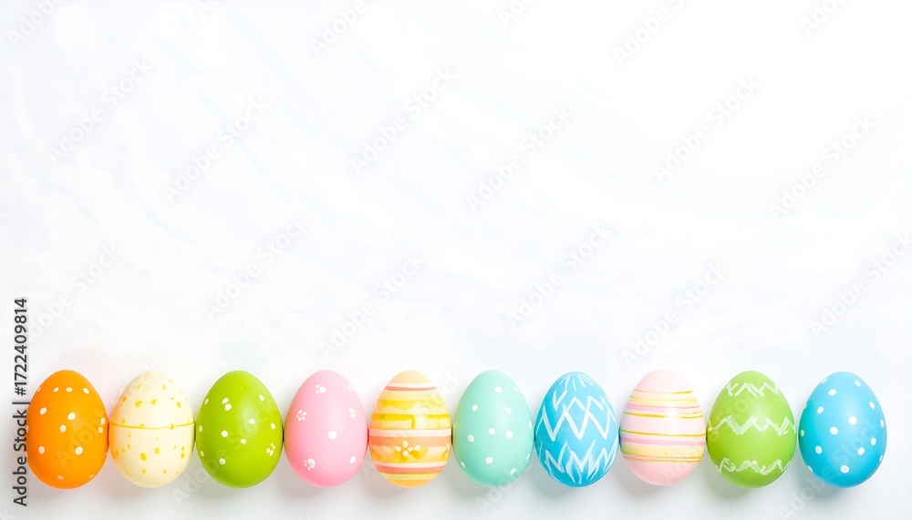Fototapeta premium Colorful Easter Eggs on White Background.