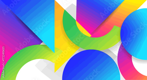 Geometric Abstract Colorful Shapes in a Dynamic Composition
