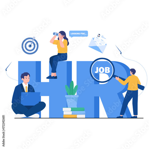 HR concept with people and job search elements