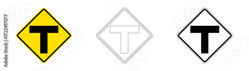 T-Junction Traffic Sign in Vector Format