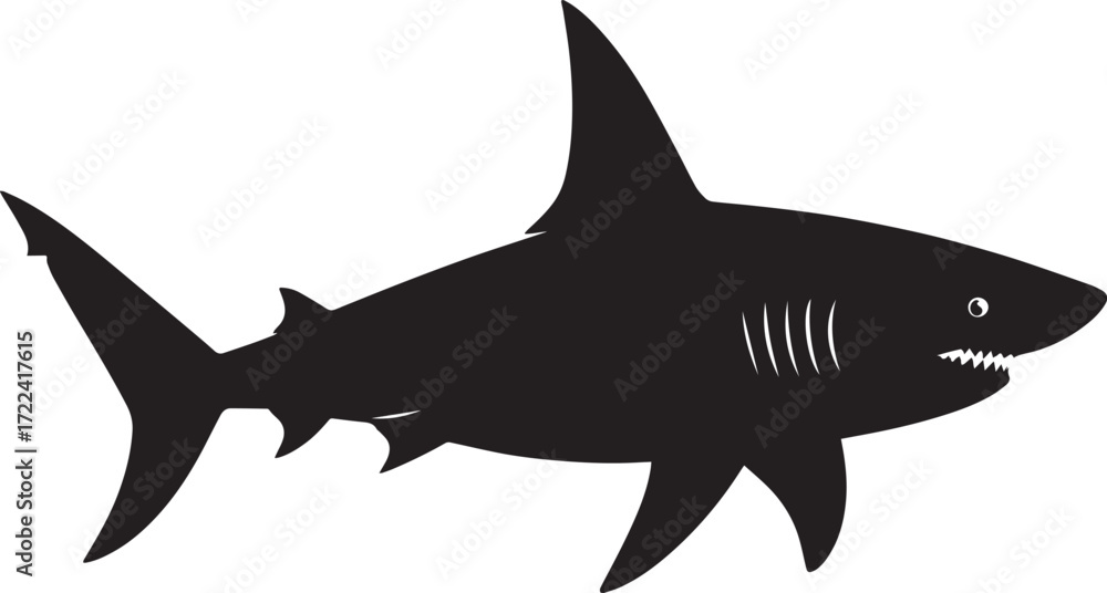 Fototapeta premium Ocean Shark Silhouette Vector Illustration