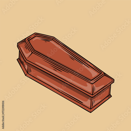 illustration of a Wooden Funeral Casket