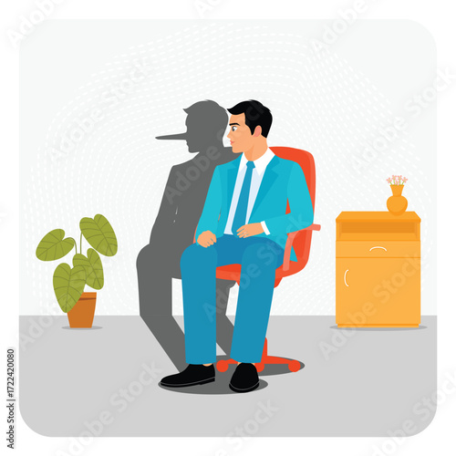 Honesty or trust concept. Professional Businessman Sit Confidently in Modern Office Chair.
