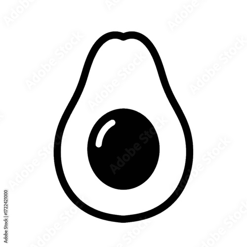 Avocado Simple Line Drawing Healthy Food Ingredient Single Object