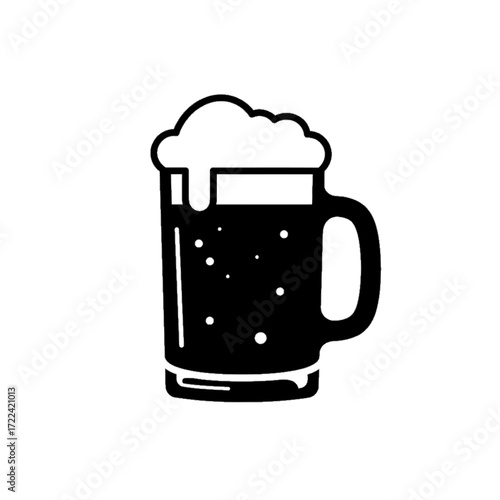 Beer mug Simple black and white drawing Refreshing beverage celebration