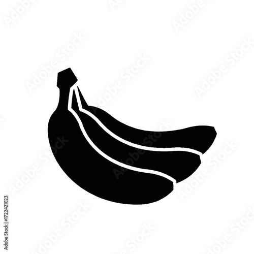 Bunch of bananas silhouette style simple black shape healthy food