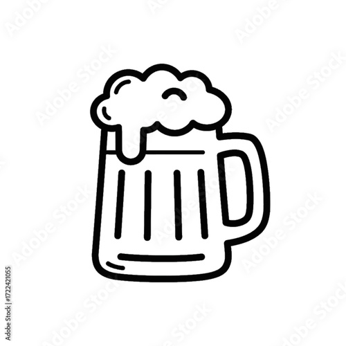 Beer mug with foam simple line drawing drink celebration