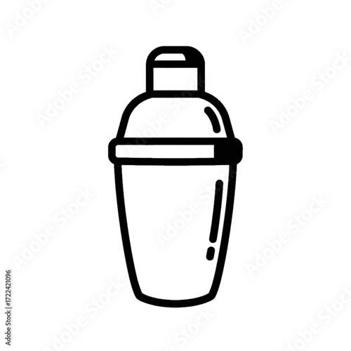 Cocktail shaker line art simple outline bar equipment drink preparation