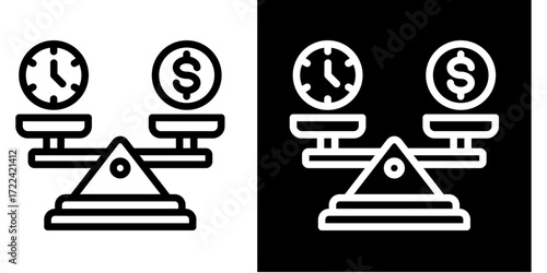Price Balance Scale  Icon Set White Style Collection
