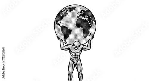 Atlas Holding the Earth, Stylized Illustration