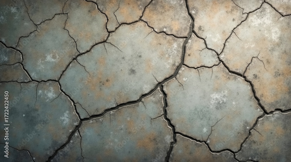 Fototapeta premium Cracked Earth Texture with Brown and Blue Tones background