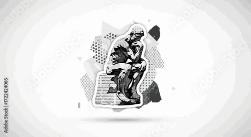 Thoughtful Figure in Abstract Style