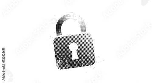 Distressed Halftone Lock Icon