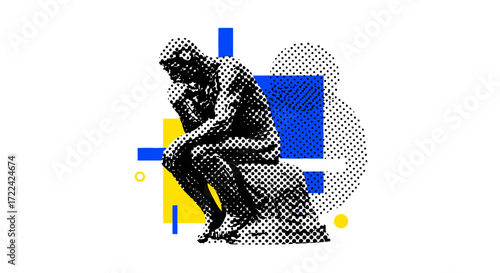 The Thinker Statue in Modern Abstract Design