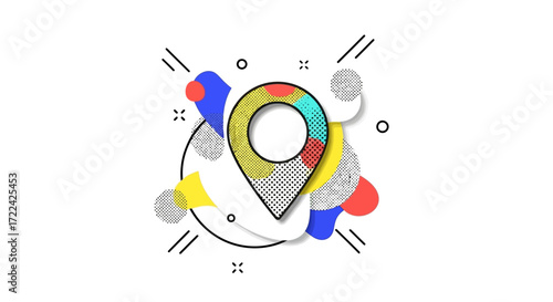 Colorful Abstract Location Pin Icon with Geometric Design