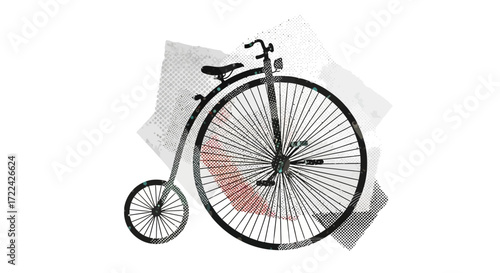 Vintage Penny-Farthing Bicycle with Large Front Wheel and Retro Design