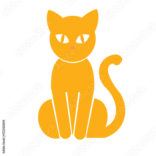 Orange Cat Illustration A Vector Design of a Sitting Feline - kucing