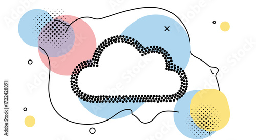 Abstract Cloud Shape with Dotted Outline and Design Elements