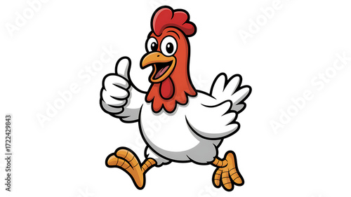 Humorous cartoon rooster character with sunglasses and black jacket standing tall isolated on transparent background