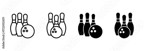 Bowling icon vector. bowling ball and pin sign and symbol.