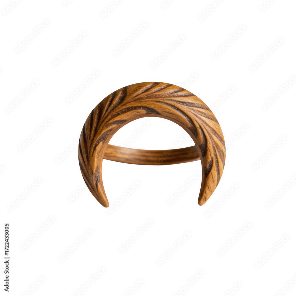 Naklejka premium Carved wooden crescent horn isolated on transparent background