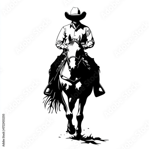 Silhouetted cowboy on horse