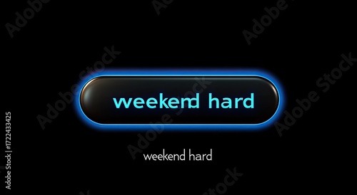 Black button with glowing blue 