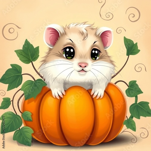 cat with pumpkin