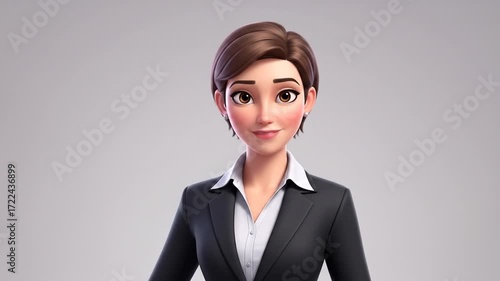 Professional Businesswoman Smiling Confidently in Formal Attire in Studio Closeup