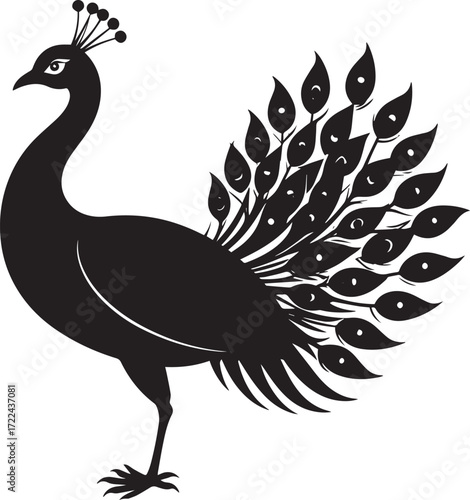  Elegant Peacock Silhouette Vector Illustration