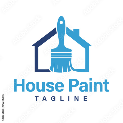 House paint logo design template. House Paint logo suitable for Residential property repair business.