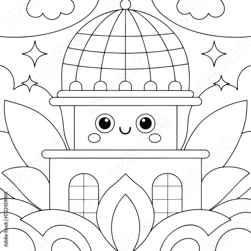 Cute Cartoon Building Learning Activity for Kids