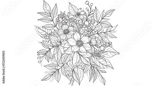 Wallpaper Mural Elegant Floral Bouquet Illustration. Torontodigital.ca