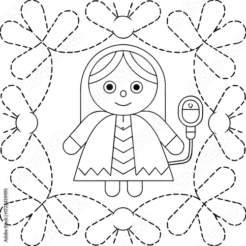 Cute Girl Receiving Medical Treatment Design Element
