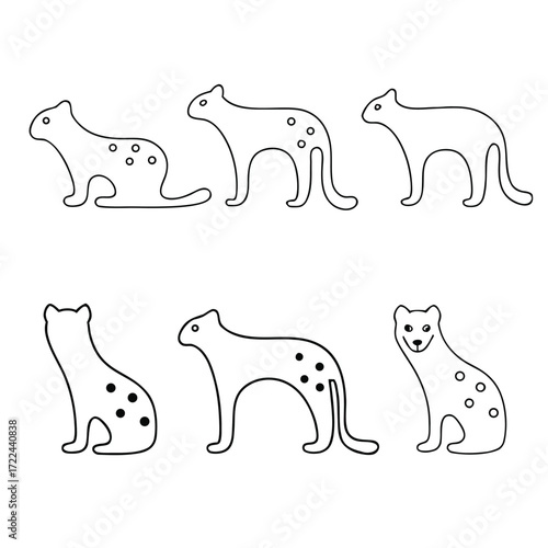 Line Art Illustrations of Spotted Hyenas