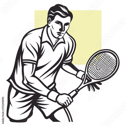 Man playing tennis preparing to hit the ball