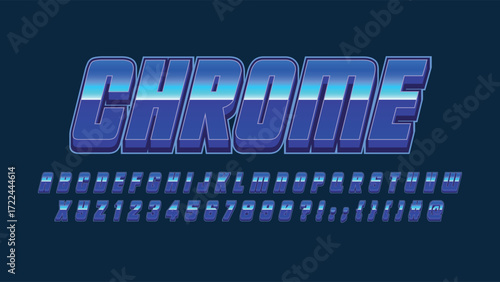 3d bright blue chromatic isolated typography