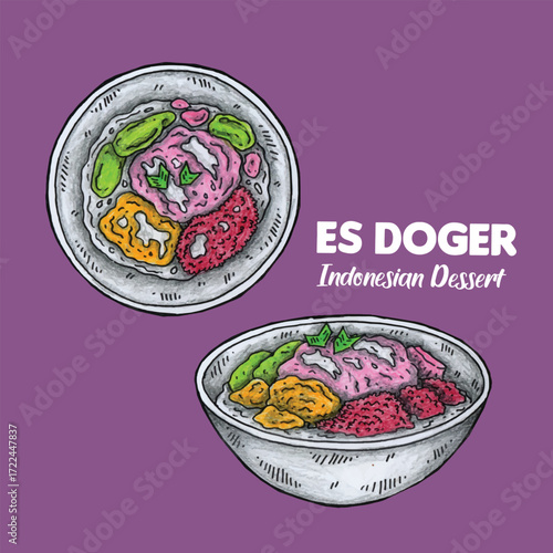 Adobe Illustrator Artwork Hand drawn illustration design of Indonesian Dessert Es Doger