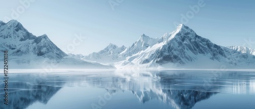 Wallpaper Mural Snowy mountains reflecting on calm water Torontodigital.ca