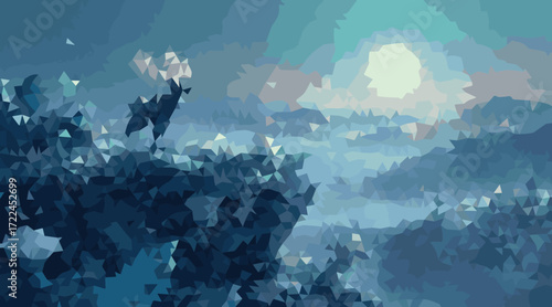 Abstract geometric mosaic blue and teal vector