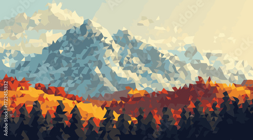 Abstract mountain landscape with autumn foliage vector