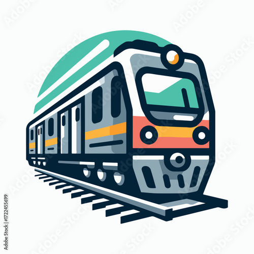 Commuter train logo icon vector white bacground .