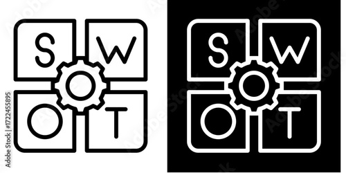 Swot Analysis  Icon Set White Style Collection
