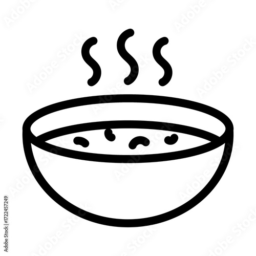 Soup Bowl Line Icon of Lunch Dishes Icon Set