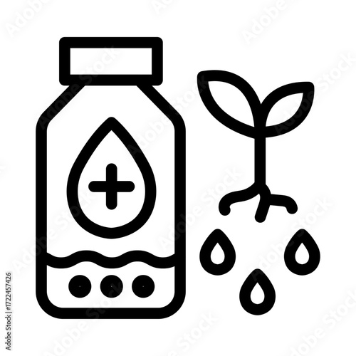 Nutrient Bottle with Plant Line Icon of Aeroponics Icon Set