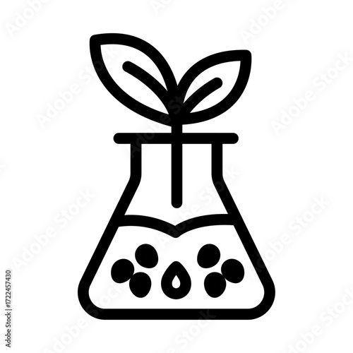 Flask with Nutrient Pellets Line Icon of Aeroponics Icon Set