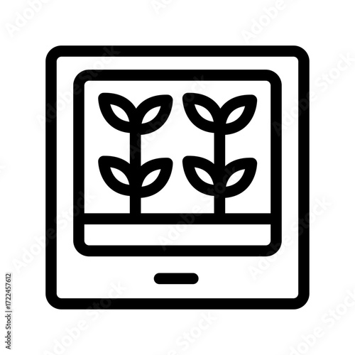 Tablet Monitoring Vertical Plants Line Icon of Vertical Farming Icon Set
