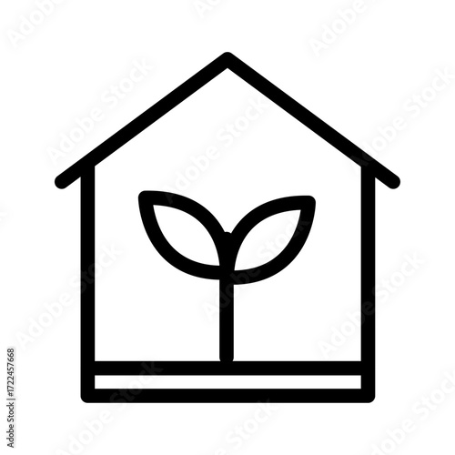 Greenhouse with Single Plant Line Icon of Vertical Farming Icon Set