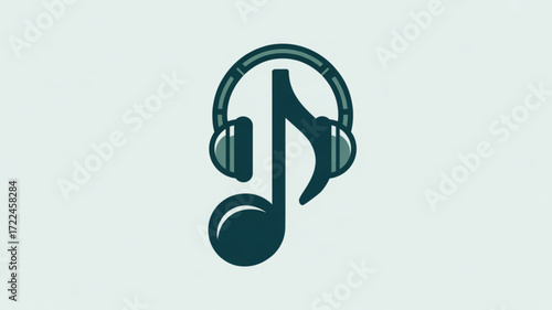 Music note with headphones vector design for audio listening and musical entertainment creative logo and icon