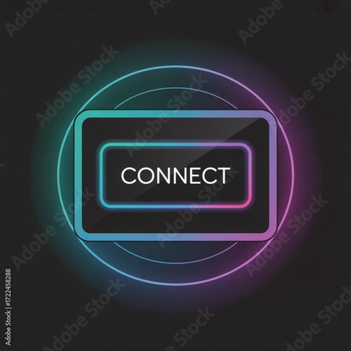 Connect button graphic with glowing neon effect for social media marketing and digital communication needs